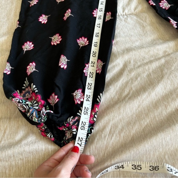 Boho Black and Pink Patterned Lightweight Baggy Pants - Picture 8 of 9